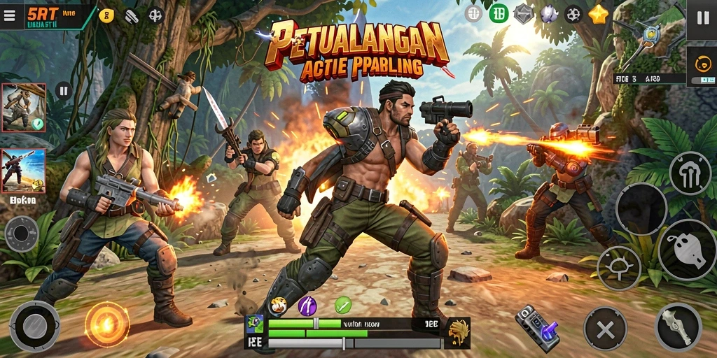 Tampilan beraksi dari gameplay 5RT yang seru dan mendebarkan.
