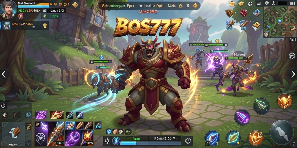 Tangkapan layar utama BOS777 menunjukkan aksi seru dalam permainan MMORPG.