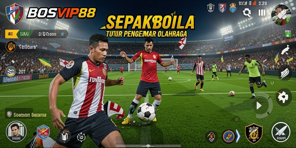 Screenshot gameplay BOSVIP88 yang menunjukkan aksi seru di lapangan.
