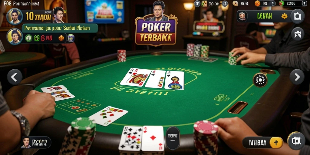 Tangkapan layar utama F08 menampilkan aksi seru permainan poker.