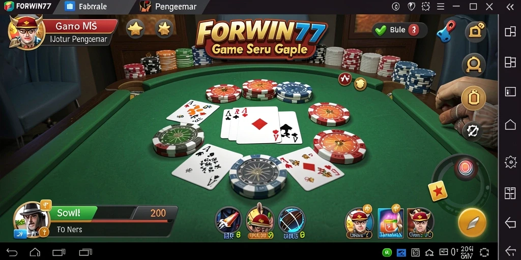 Tampilan utama gameplay Gaple FORWIN77 yang seru dan interaktif.