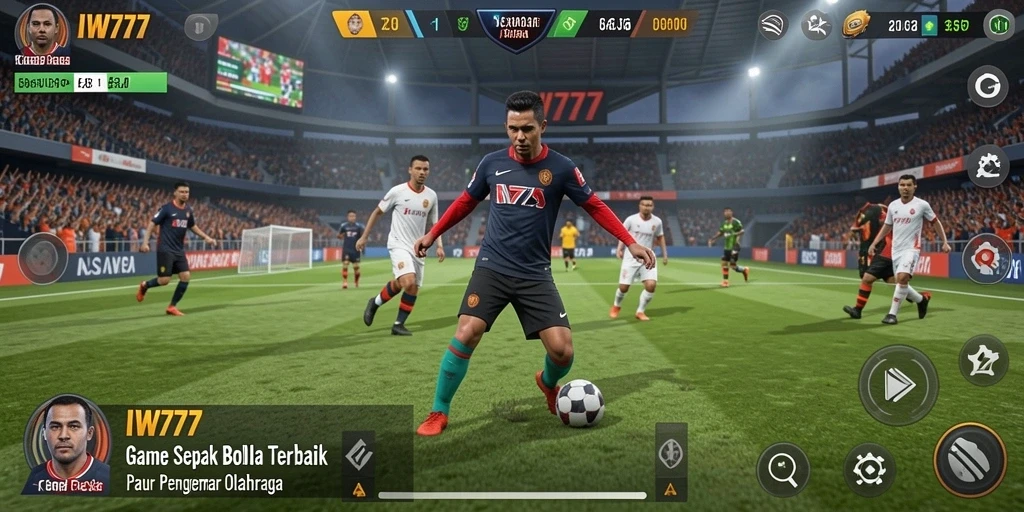 Tampilan aksi mendebarkan dalam game sepak bola IW777.
