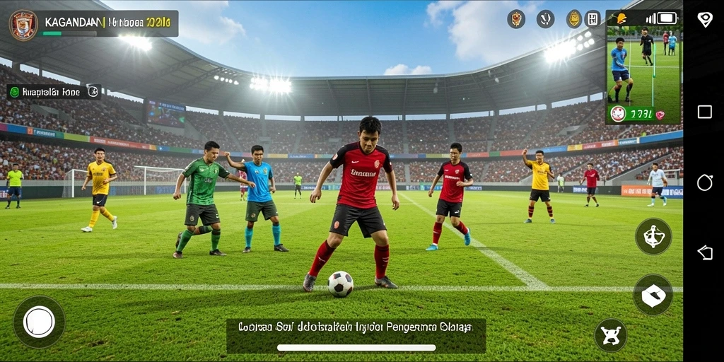 Tampilan gameplay KAGANDAN dengan aksi sepak bola yang mendebarkan.