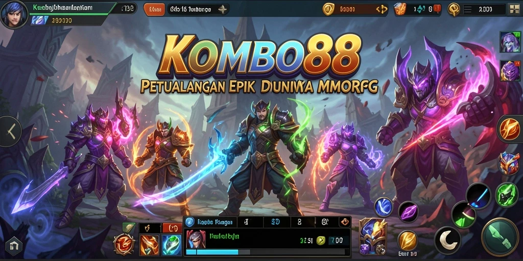 Screenshot gameplay KOMBO88 yang menampilkan aksi seru dalam dunia MMORPG.