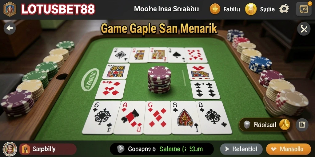 Screenshot dari gameplay LOTUSBET88 menampilkan aksi seru permainan Gaple.
