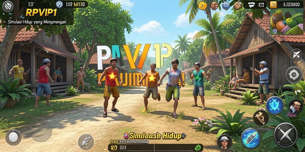 Screenshot RPVIP1 menampilkan aksi simulasi kehidupan yang dinamis.
