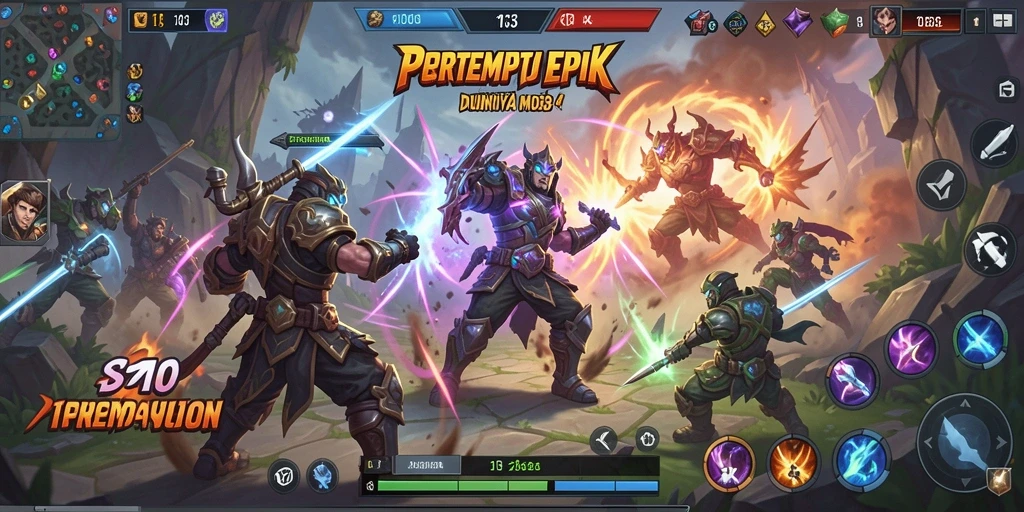 Tampilan gameplay epik dalam game MOBA S13 yang memukau.